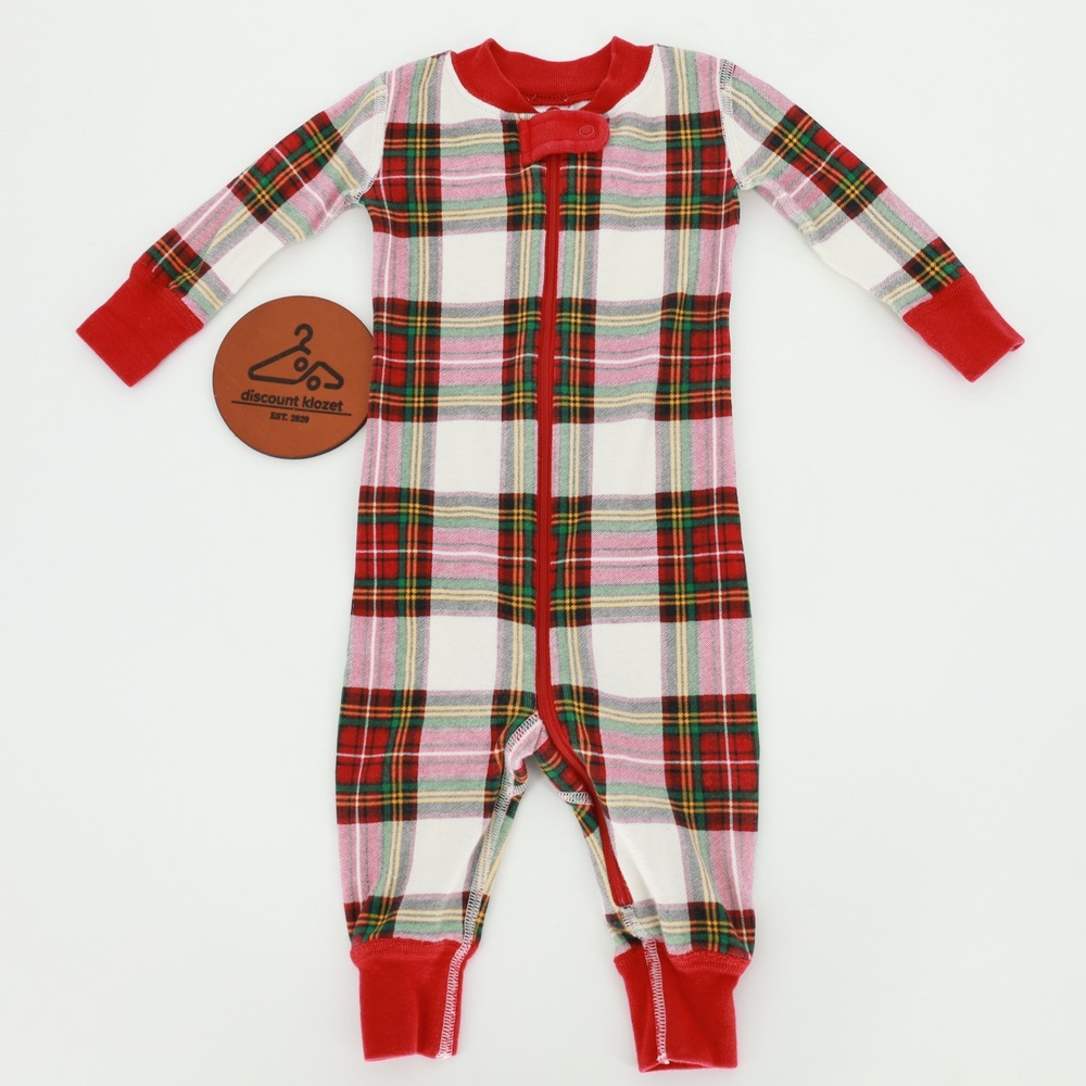 Hanna Andersson Kids Red Plaid Organic Cotton Zip Sleeper‎ Pajamas 6-12 Months